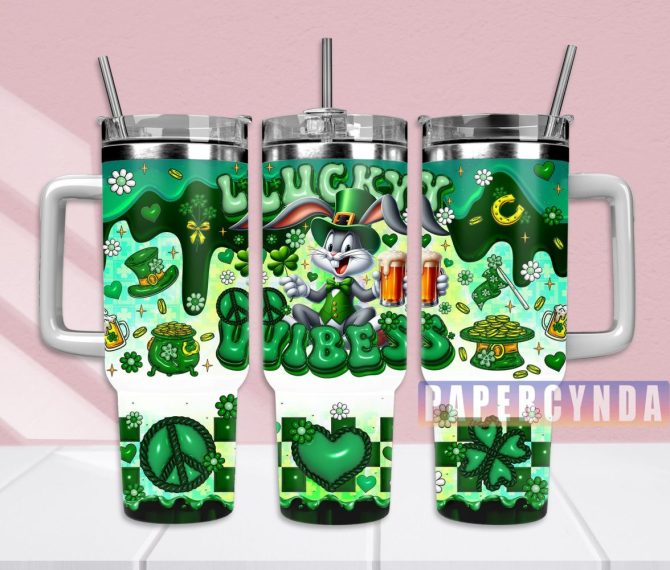Bugs Bunny Looney Tunes Custom Stanley Quencher 40Oz Stainless Steel Tumbler With Handle