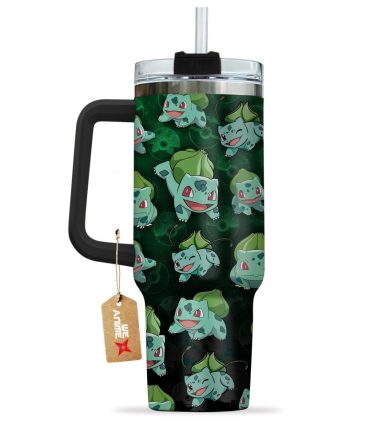 Bulbasaur Pokemon Anime Custom Stanley Quencher 40Oz Stainless Steel Tumbler With Handle
