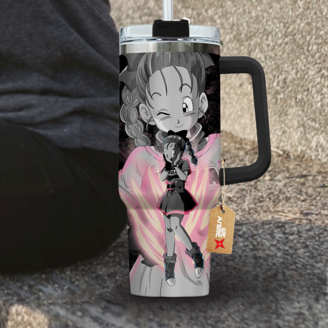 Bulma Dragon Ball Anime Custom Stanley Quencher 40Oz Stainless Steel Tumbler With Handle - Image 4