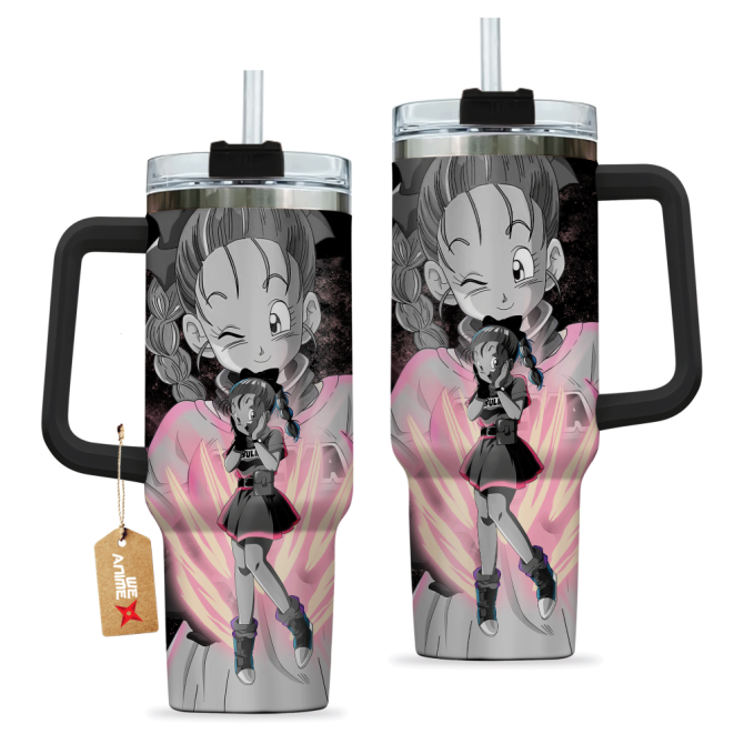 Bulma Dragon Ball Anime Custom Stanley Quencher 40Oz Stainless Steel Tumbler With Handle - Image 3