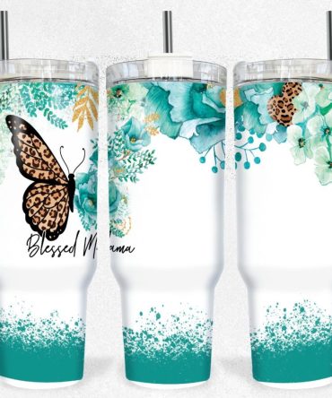 Butterflies And Flowers Custom Stanley Quencher 40Oz Stainless Steel Tumbler With Handle