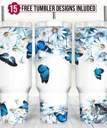 Butterfly And Floral Custom Stanley Quencher 40Oz Stainless Steel Tumbler With Handle