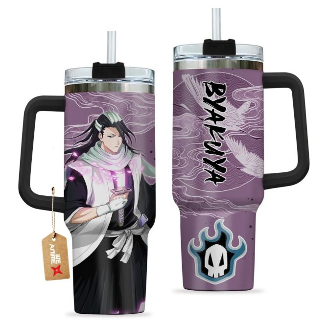Byakuya Kuchiki Bleach Anime Custom Stanley Quencher 40Oz Stainless Steel Tumbler With Handle