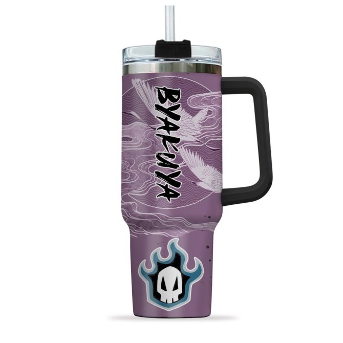 Byakuya Kuchiki Bleach Anime Custom Stanley Quencher 40Oz Stainless Steel Tumbler With Handle - Image 2