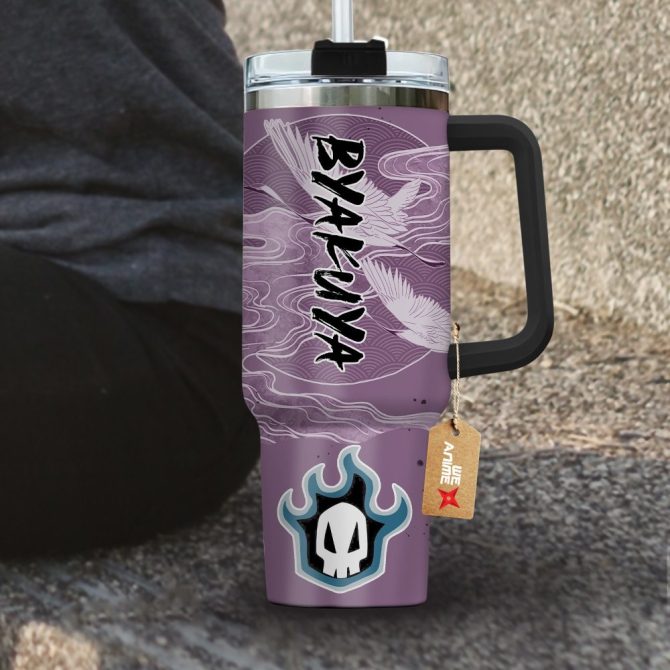 Byakuya Kuchiki Bleach Anime Custom Stanley Quencher 40Oz Stainless Steel Tumbler With Handle - Image 4