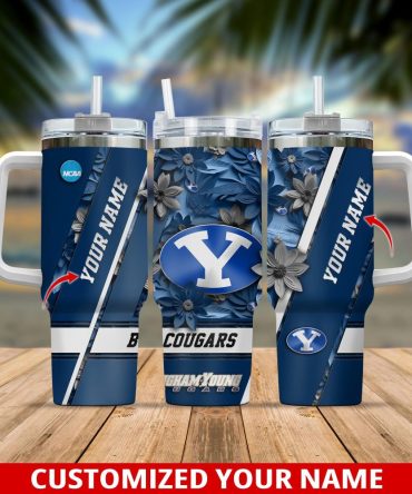Byu Cougars Ncaa Custom Stanley Quencher 40Oz Stainless Steel Tumbler With Handle