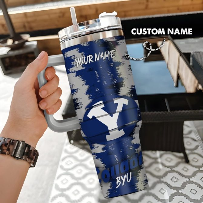 Byu Cougars Ncaa Custom Stanley Quencher 40Oz Stainless Steel Tumbler With Handle