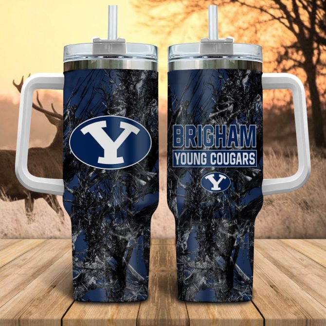 Byu Cougars Ncaa Hunting Custom Stanley Quencher 40Oz Stainless Steel Tumbler With Handle
