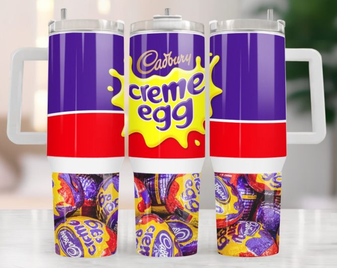 Cadbury Creme Egg Chocolate Custom Stanley Quencher 40Oz Stainless Steel Tumbler With Handle