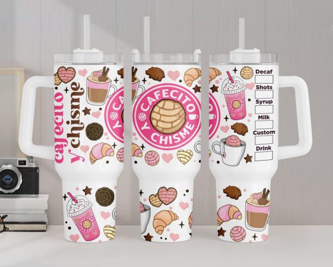 Cafecito Y Chisme Coffee Custom Stanley Quencher 40Oz Stainless Steel Tumbler With Handle - Image 2