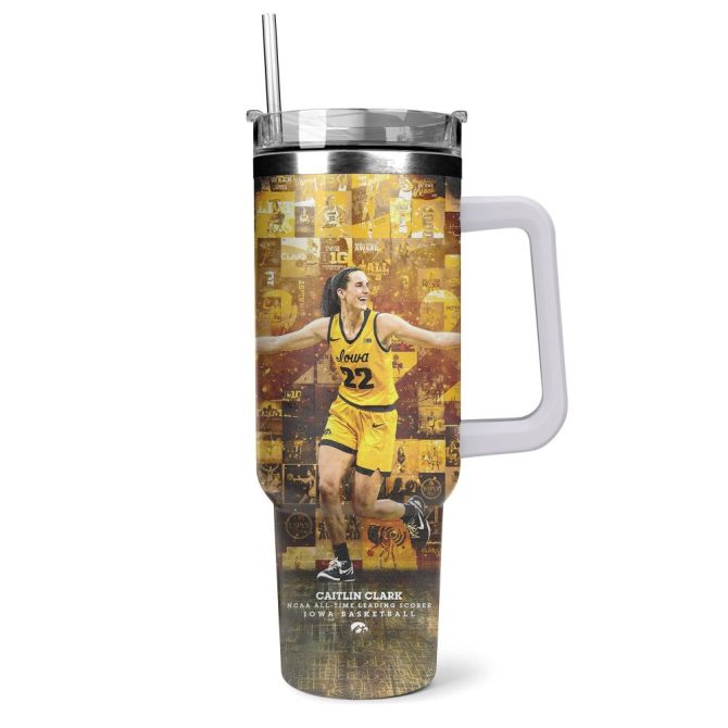 Caitlin Clark Iowa Hawkeyes Women #8217;S Basketball Ncaa Custom Stanley Quencher 40Oz Stainless Steel - Image 3