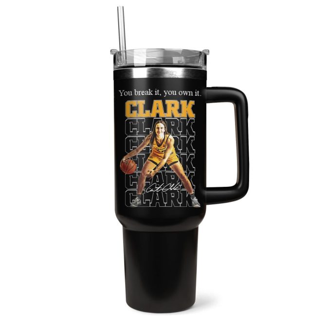Caitlin Clark Iowa Hawkeyes Women’S Basketball Ncaa Custom Stanley Quencher 40Oz Stainless Steel - Image 3