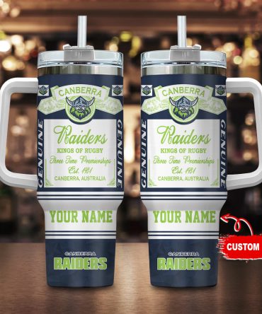 Canberra Raiders Kings Of Rugby Nrl Custom Stanley Quencher 40Oz Stainless Steel Tumbler With Handle