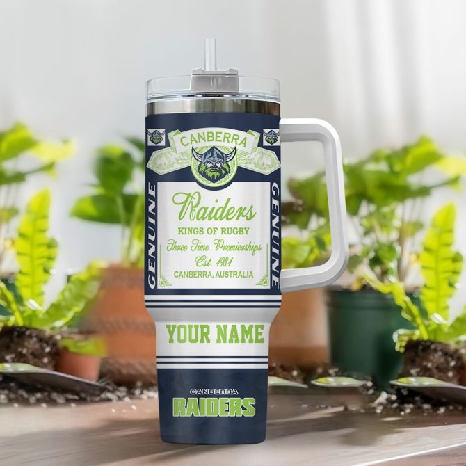 Canberra Raiders Kings Of Rugby Nrl Custom Stanley Quencher 40Oz Stainless Steel Tumbler With Handle - Image 2