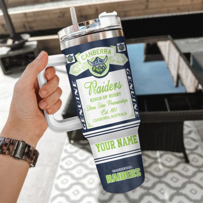 Canberra Raiders Kings Of Rugby Nrl Custom Stanley Quencher 40Oz Stainless Steel Tumbler With Handle - Image 3