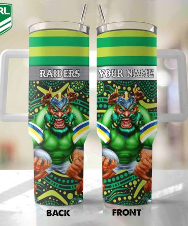 Canberra Raiders Mascot Nrl Custom Stanley Quencher 40Oz Stainless Steel Tumbler With Handle