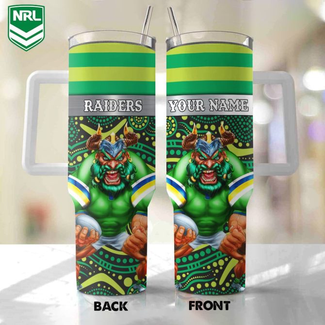 Canberra Raiders Mascot Nrl Custom Stanley Quencher 40Oz Stainless Steel Tumbler With Handle