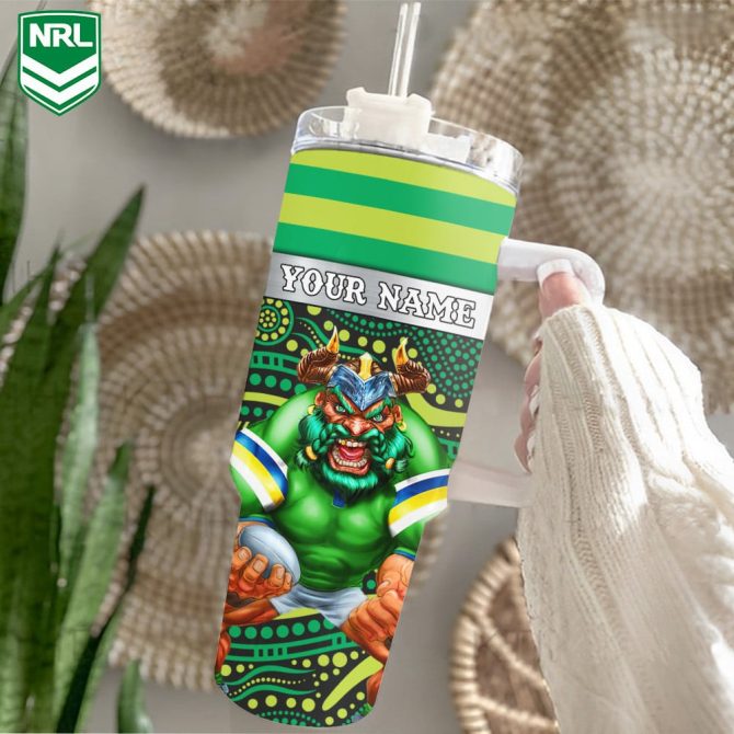 Canberra Raiders Mascot Nrl Custom Stanley Quencher 40Oz Stainless Steel Tumbler With Handle - Image 2