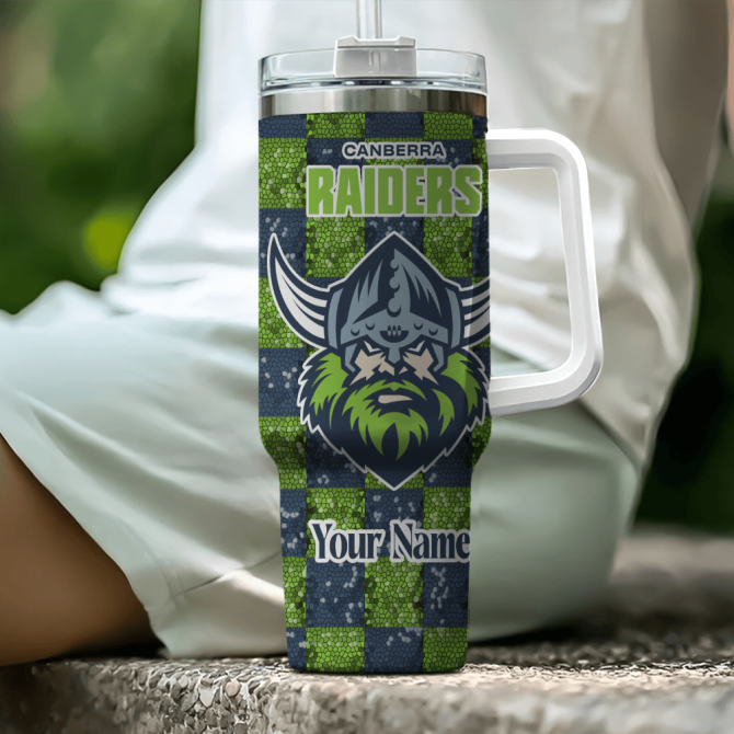 Canberra Raiders Nrl Custom Stanley Quencher 40Oz Stainless Steel Tumbler With Handle