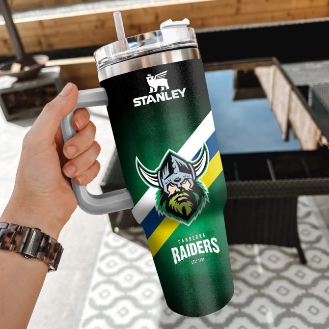 Canberra Raiders Nrl Custom Stanley Quencher 40Oz Stainless Steel Tumbler With Handle