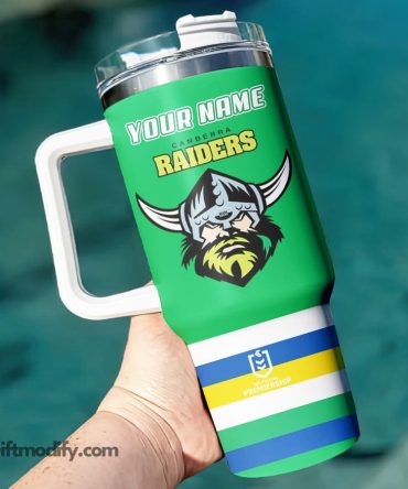 Canberra Raiders Nrl Custom Stanley Quencher 40Oz Stainless Steel Tumbler With Handle