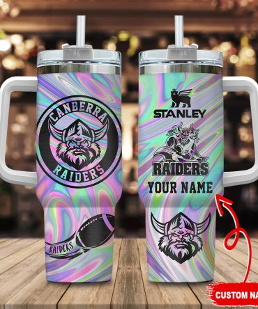 Canberra Raiders Nrl Hologram Effect Custom Stanley Quencher 40Oz Stainless Steel Tumbler With Handle