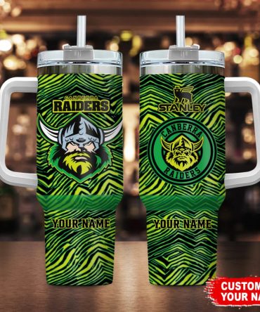 Canberra Raiders Nrl Zubaz Print Custom Stanley Quencher 40Oz Stainless Steel Tumbler With Handle