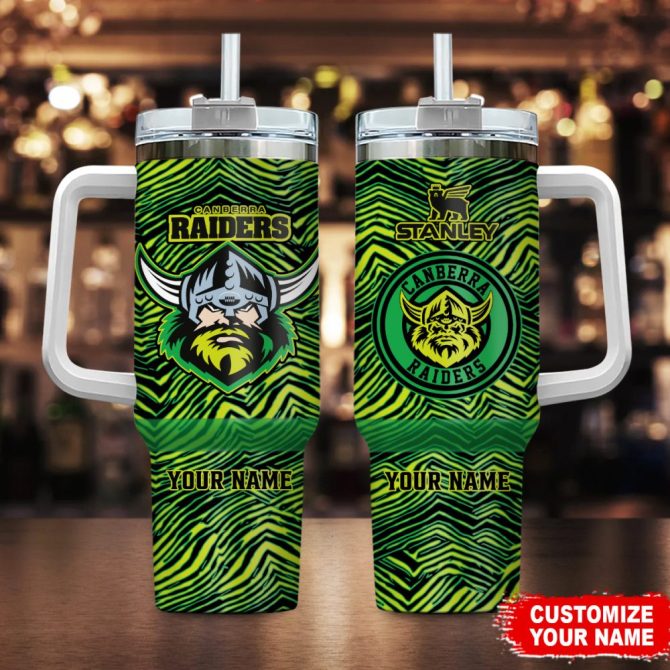 Canberra Raiders Nrl Zubaz Print Custom Stanley Quencher 40Oz Stainless Steel Tumbler With Handle