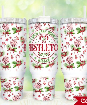 Candy Cane Wishes Custom Stanley Quencher 40Oz Stainless Steel Tumbler With Handle