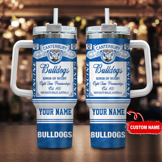 Canterbury-Bankstown Bulldogs Kings Of Rugby Nrl Custom Stanley Quencher 40Oz Stainless Steel Tumbler With Handle