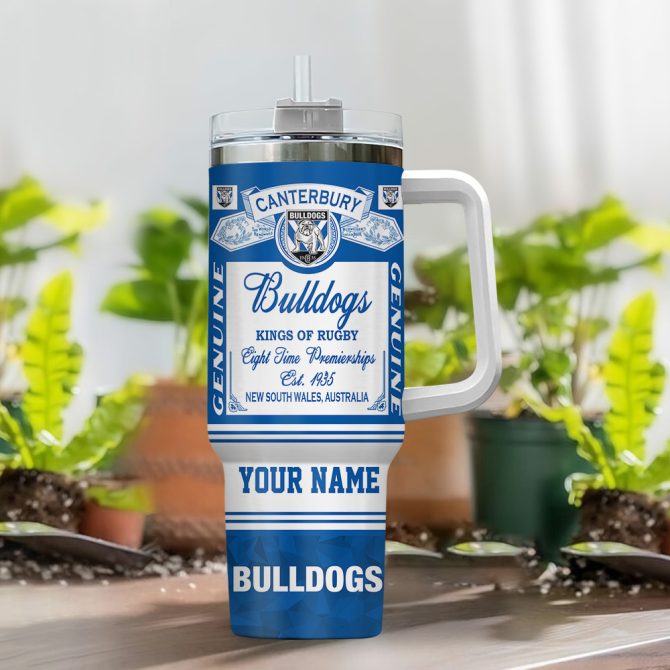 Canterbury-Bankstown Bulldogs Kings Of Rugby Nrl Custom Stanley Quencher 40Oz Stainless Steel Tumbler With Handle - Image 2