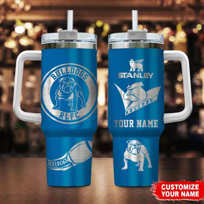 Canterbury-Bankstown Bulldogs Nrl Custom Stanley Quencher 40Oz Stainless Steel Tumbler With Handle