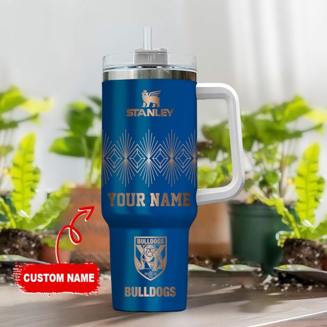 Canterbury-Bankstown Bulldogs Nrl Custom Stanley Quencher 40Oz Stainless Steel Tumbler With Handle - Image 2