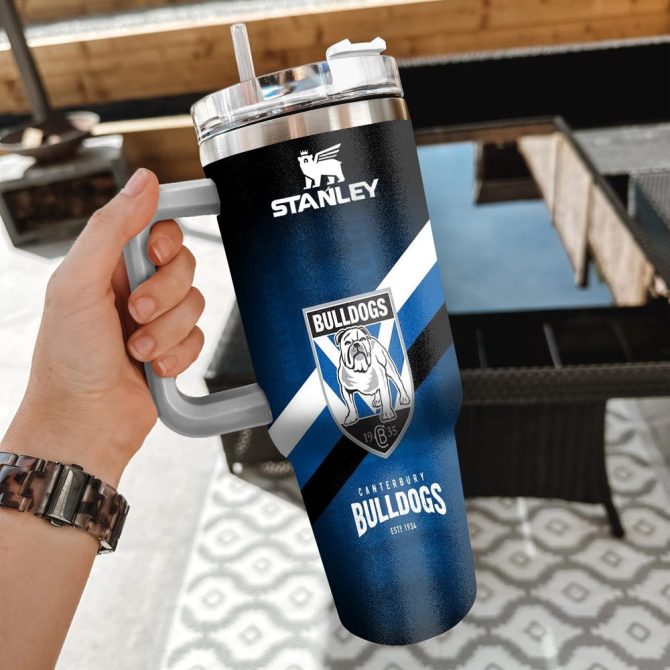 Canterbury-Bankstown Bulldogs Nrl Custom Stanley Quencher 40Oz Stainless Steel Tumbler With Handle