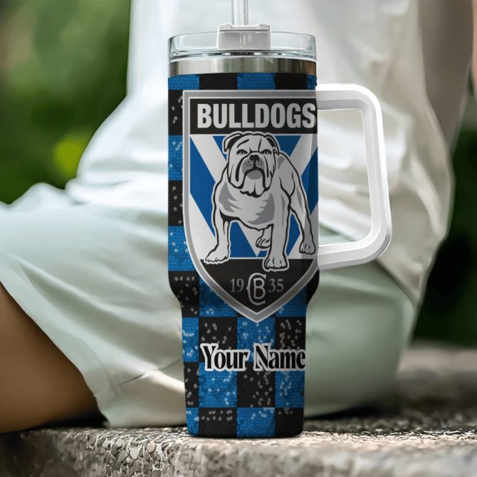 Canterbury-Bankstown Bulldogs Nrl Custom Stanley Quencher 40Oz Stainless Steel Tumbler With Handle