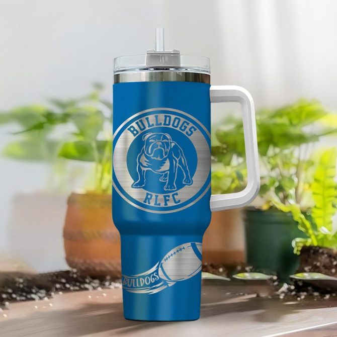 Canterbury-Bankstown Bulldogs Nrl Custom Stanley Quencher 40Oz Stainless Steel Tumbler With Handle - Image 2