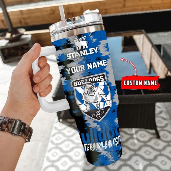 Canterbury-Bankstown Bulldogs Nrl Custom Stanley Quencher 40Oz Stainless Steel Tumbler With Handle - Image 3