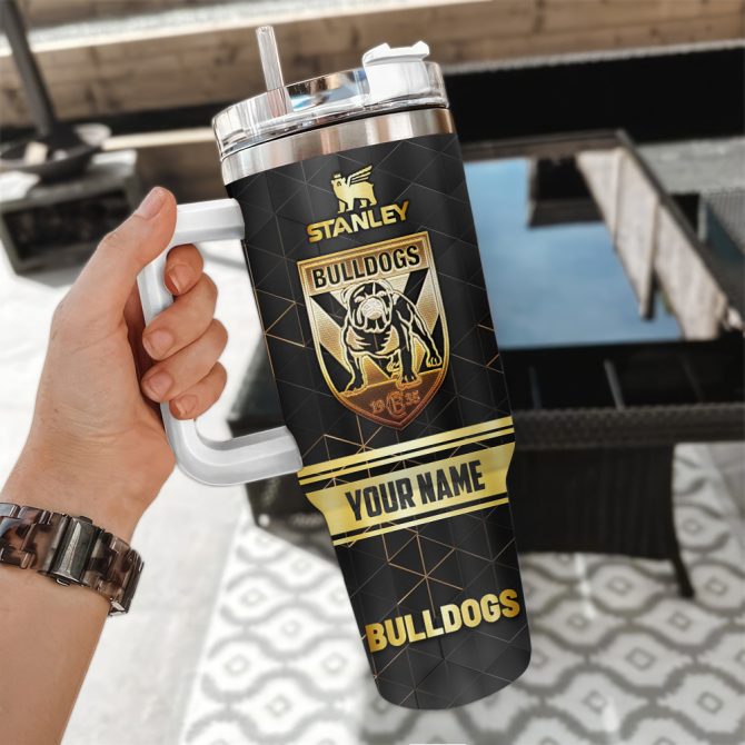 Canterbury-Bankstown Bulldogs Nrl Golden Logo Custom Stanley Quencher 40Oz Stainless Steel Tumbler With Handle - Image 3