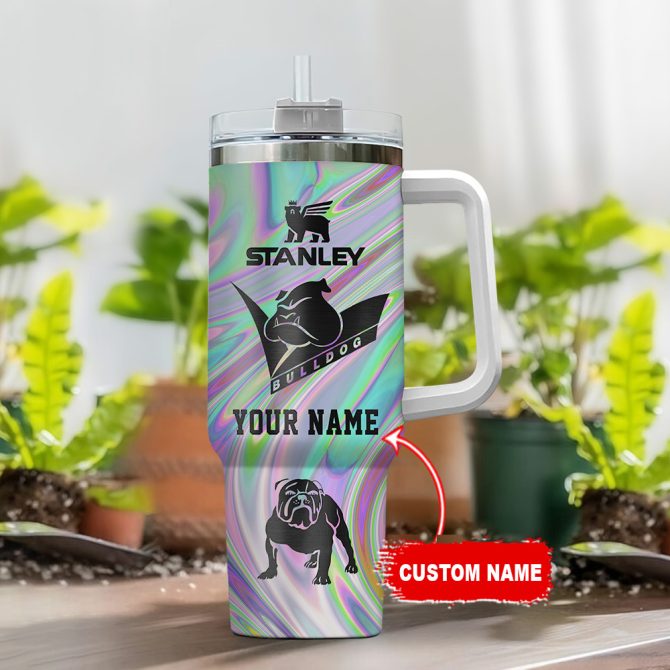 Canterbury-Bankstown Bulldogs Nrl Hologram Effect Custom Stanley Quencher 40Oz Stainless Steel Tumbler With Handle - Image 2