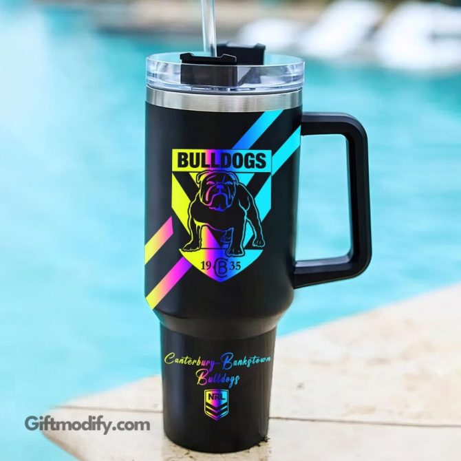 Canterbury-Bankstown Bulldogs Nrl Hologram Logo Custom Stanley Quencher 40Oz Stainless Steel Tumbler With Handle - Image 2