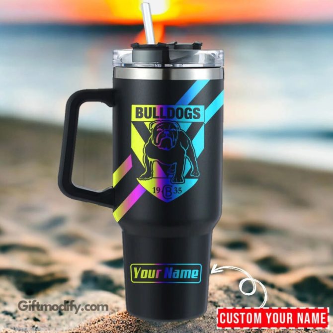 Canterbury-Bankstown Bulldogs Nrl Hologram Logo Custom Stanley Quencher 40Oz Stainless Steel Tumbler With Handle
