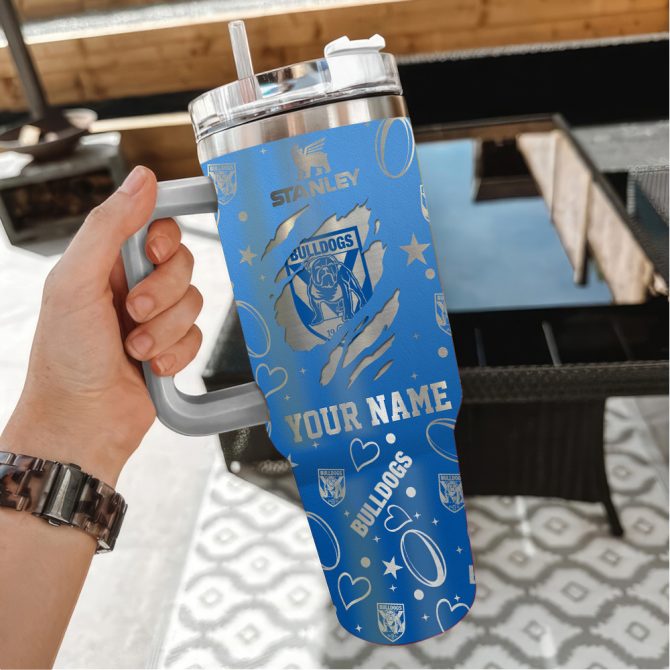 Canterbury-Bankstown Bulldogs Nrl Silver Logo Custom Stanley Quencher 40Oz Stainless Steel Tumbler With Handle - Image 3