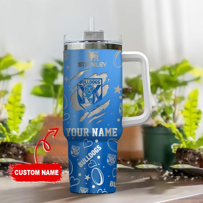 Canterbury-Bankstown Bulldogs Nrl Silver Logo Custom Stanley Quencher 40Oz Stainless Steel Tumbler With Handle - Image 2