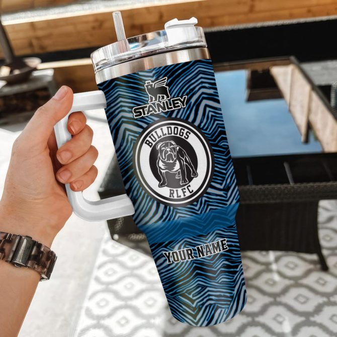 Canterbury-Bankstown Bulldogs Nrl Zubaz Print Custom Stanley Quencher 40Oz Stainless Steel Tumbler With Handle - Image 3