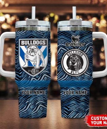 Canterbury-Bankstown Bulldogs Nrl Zubaz Print Custom Stanley Quencher 40Oz Stainless Steel Tumbler With Handle
