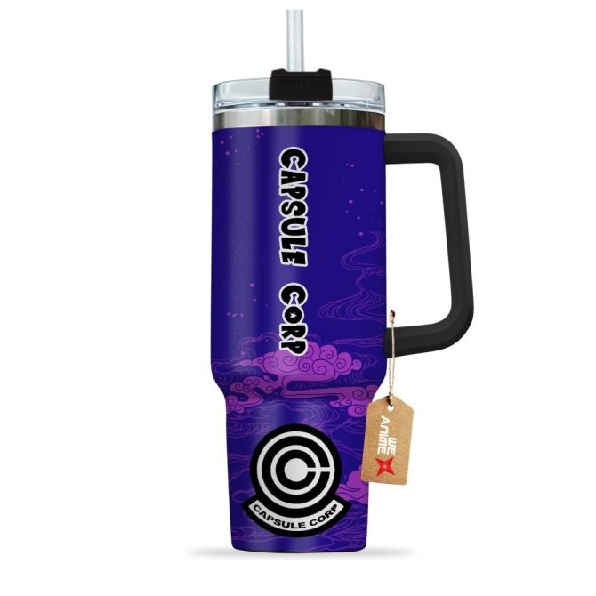 Capsule Corp Dragon Ball Anime Custom Stanley Quencher 40Oz Stainless Steel Tumbler With Handle - Image 3