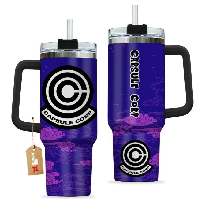 Capsule Corp Dragon Ball Anime Custom Stanley Quencher 40Oz Stainless Steel Tumbler With Handle - Image 2