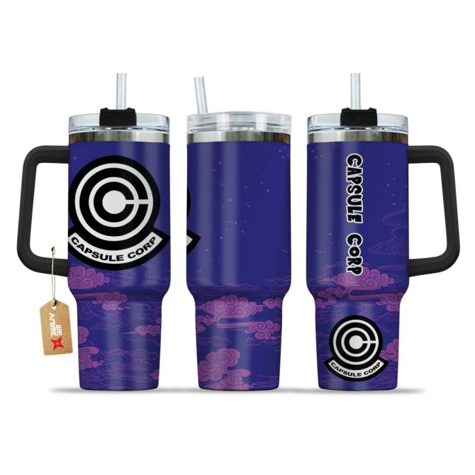 Capsule Corp Dragon Ball Anime Custom Stanley Quencher 40Oz Stainless Steel Tumbler With Handle