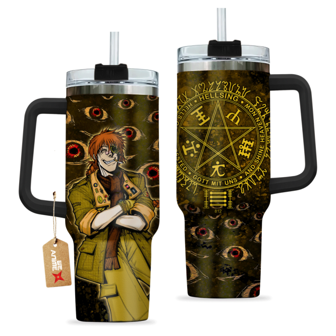 Captain Pip Bernadotte Hellsing Anime Custom Stanley Quencher 40Oz Stainless Steel Tumbler With Handle - Image 2