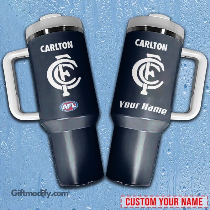 Carlton Blues Afl Custom Stanley Quencher 40Oz Stainless Steel Tumbler With Handle - Image 2